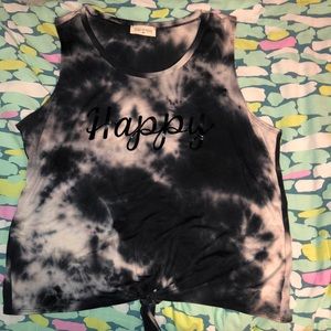 Black and grey tie die tank